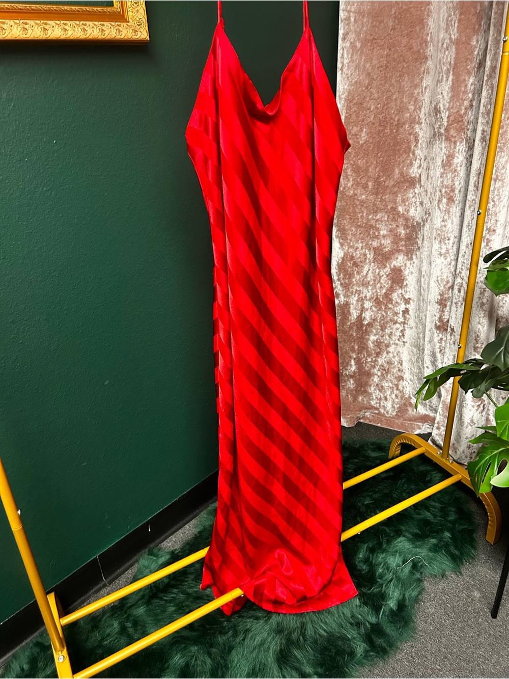 Victoria's Secret Red Satin Slip Dress Vintage gold label